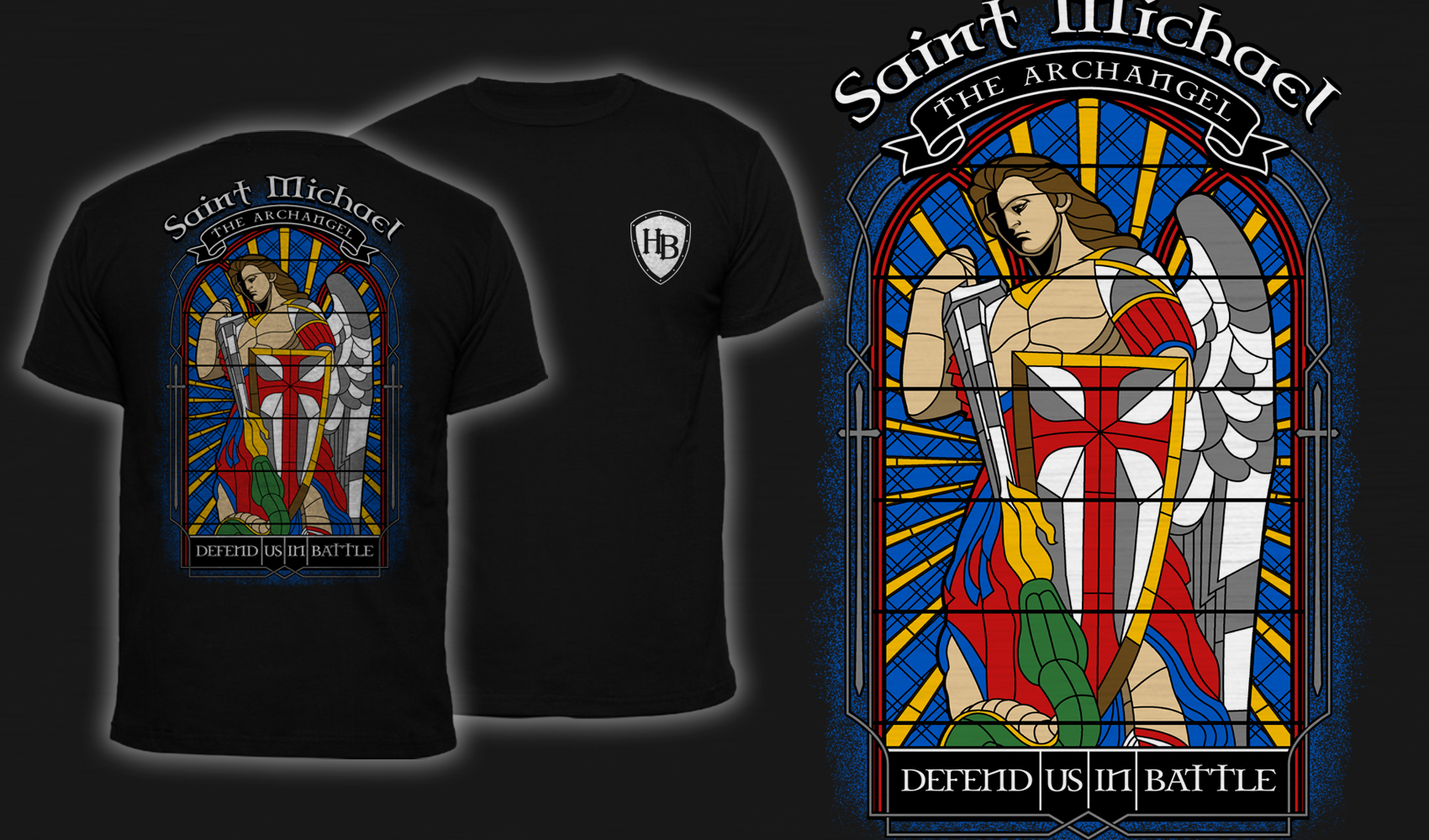 Saint Michael Stained Glass - Men's T-Shirt Black